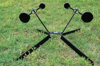 The Dual Spinner Target from Viking Solutions is made from durable steel and perfect for practice with your pistol or rifle for hours at a time.